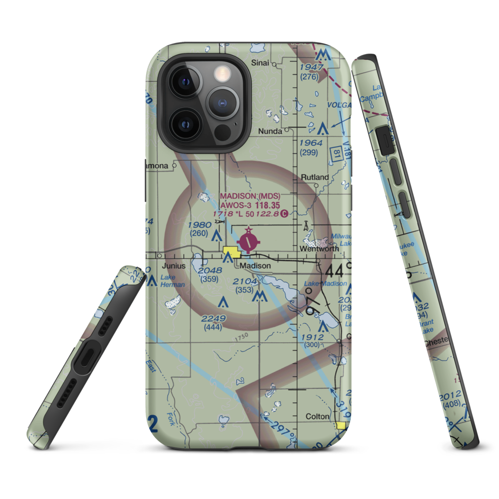 Madison Municipal Airport (MDS) VFR Sectional  Tough iPhone Case iPhone 12 Pro Max model shown