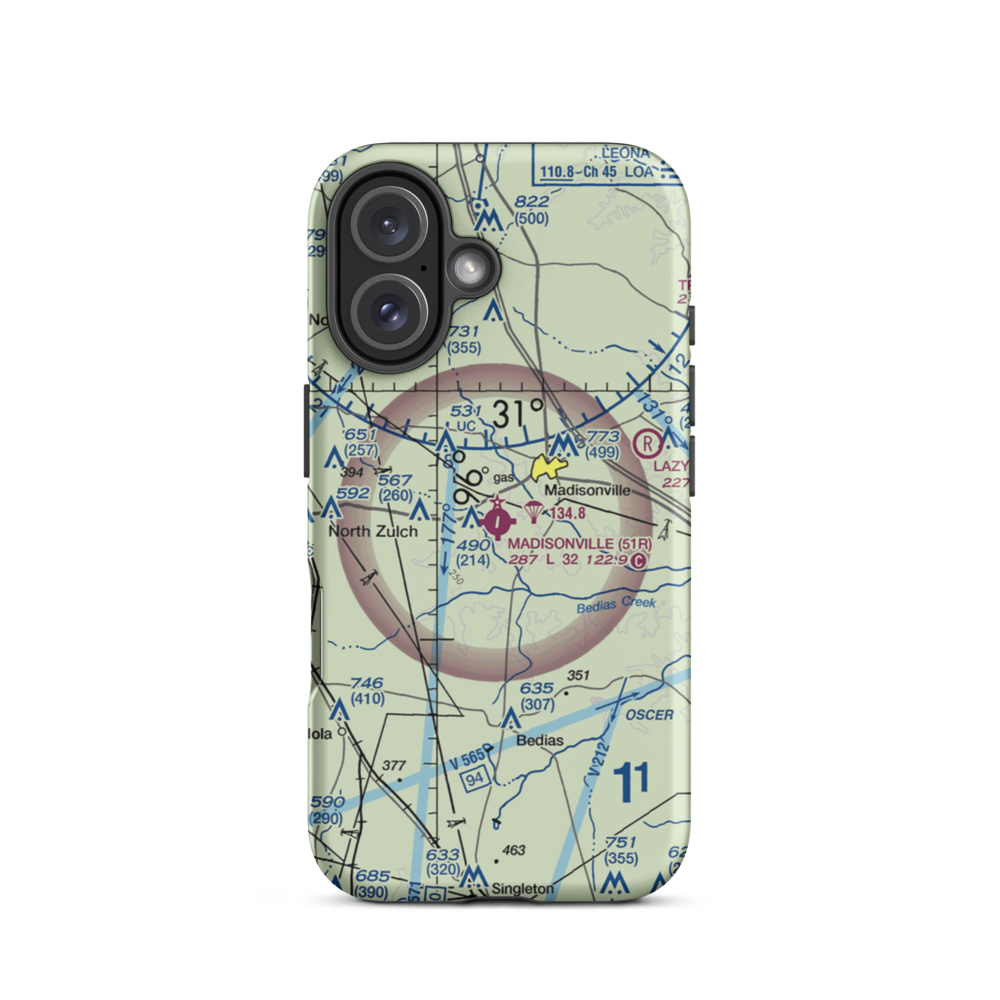 Madisonville Municipal Airport (51R) VFR Sectional  Tough iPhone Case iPhone 16 model shown