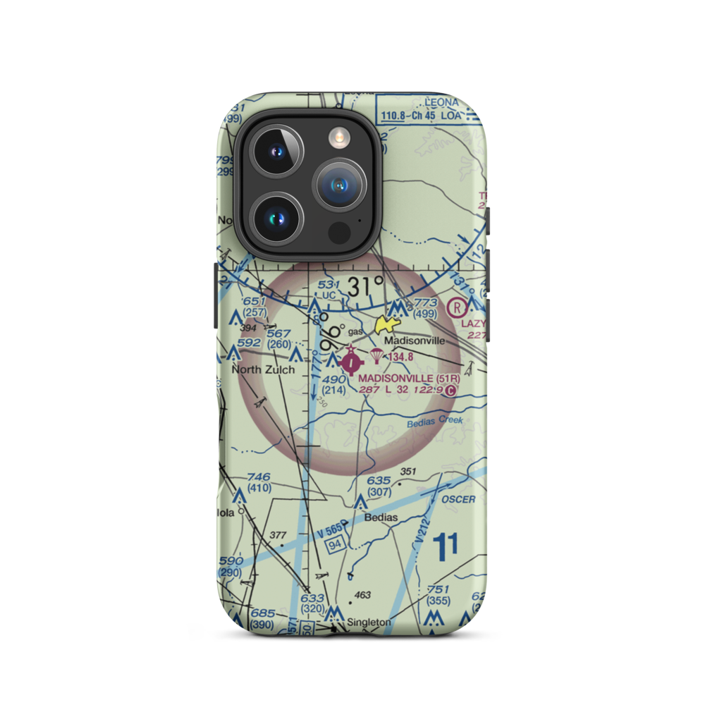 Madisonville Municipal Airport (51R) VFR Sectional  Tough iPhone Case iPhone 16 Pro model shown