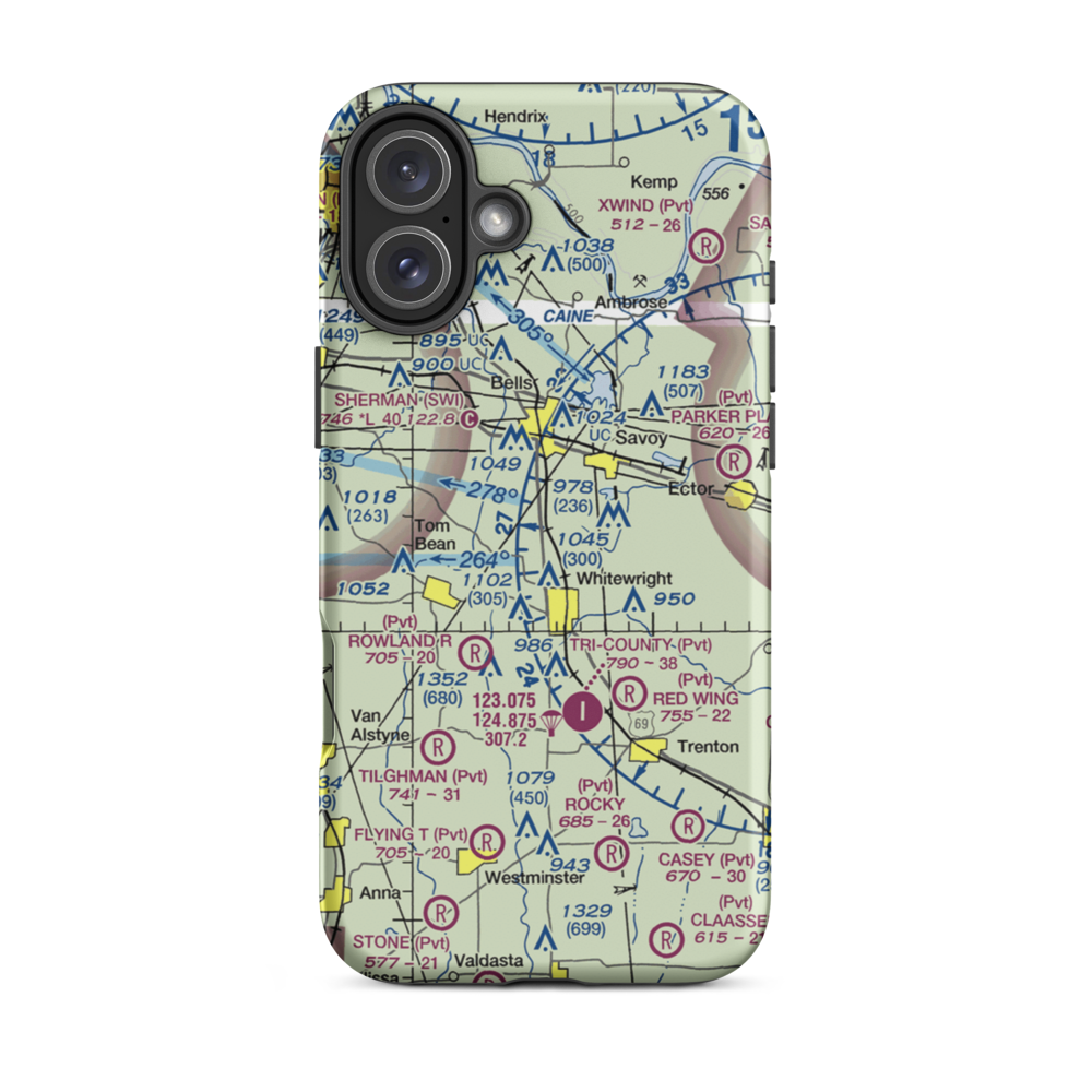 Mag Drop Airport (20TA) VFR Sectional  Tough iPhone Case iPhone 16 Plus model shown