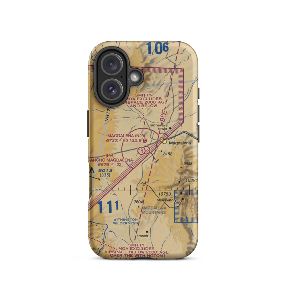 Magdalena Airport (N29) VFR Sectional  Tough iPhone Case iPhone 16 model shown