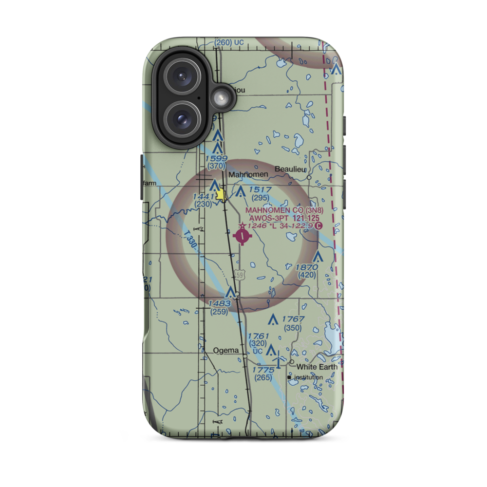 Mahnomen County Airport (3N8) VFR Sectional  Tough iPhone Case iPhone 16 Plus model shown