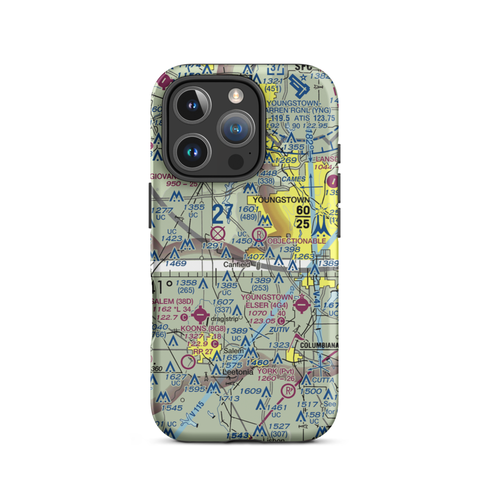 Mahoning County Joint Vocational School Airport (7OH5) VFR Sectional  Tough iPhone Case iPhone 16 Pro model shown