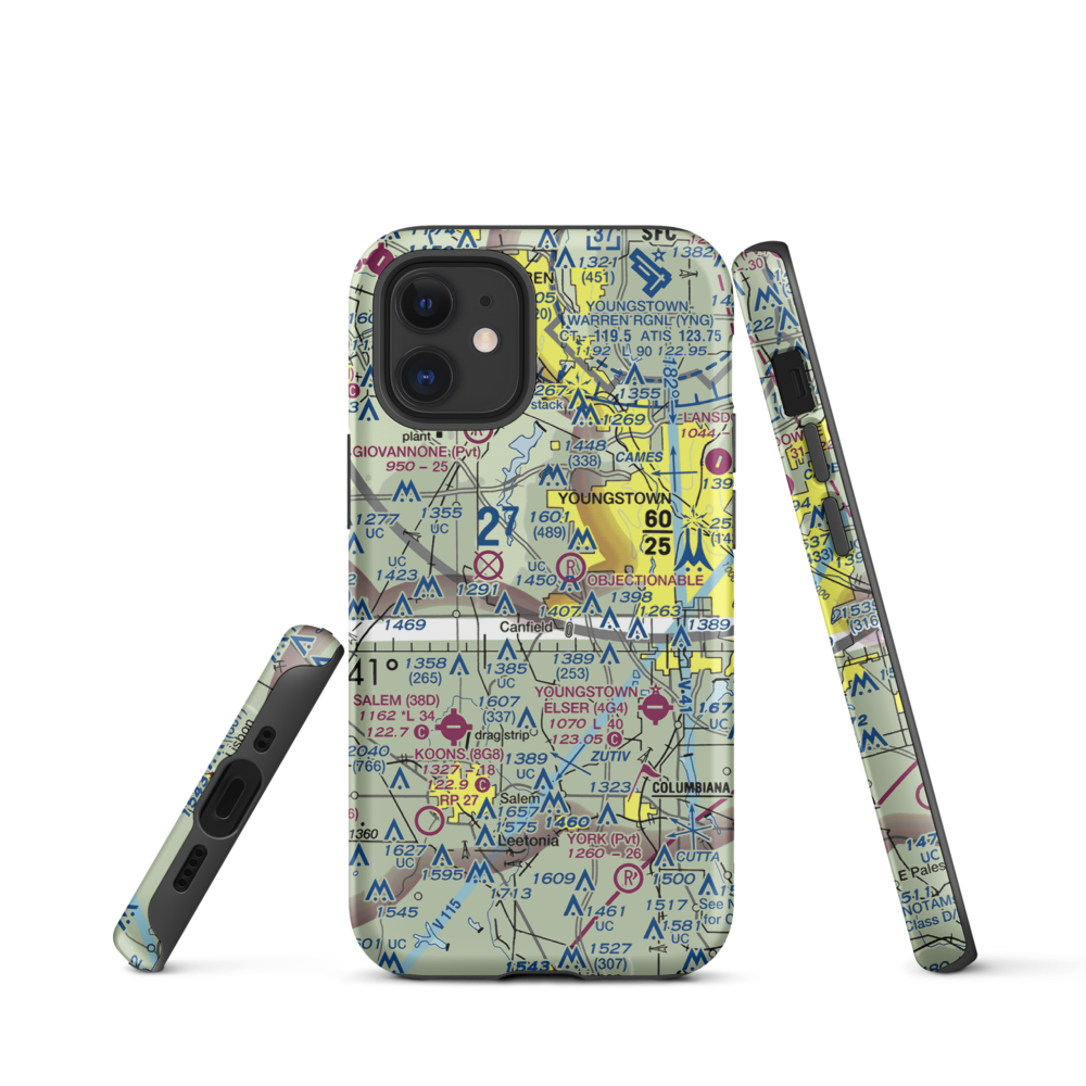 Mahoning County Joint Vocational School Airport (7OH5) VFR Sectional  Tough iPhone Case iPhone 12 mini model shown