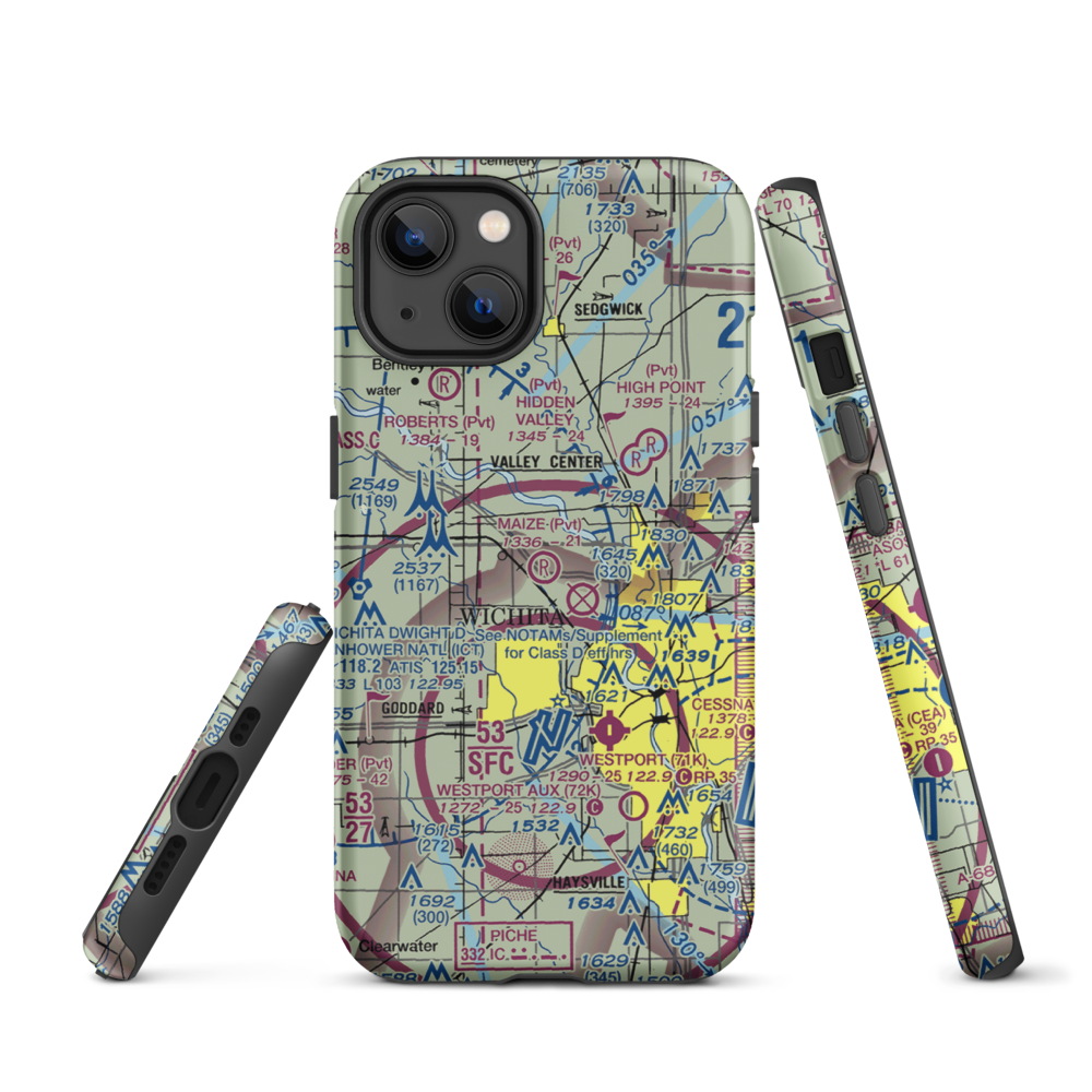 Maize Airport (70K) VFR Sectional  Tough iPhone Case iPhone 13 model shown