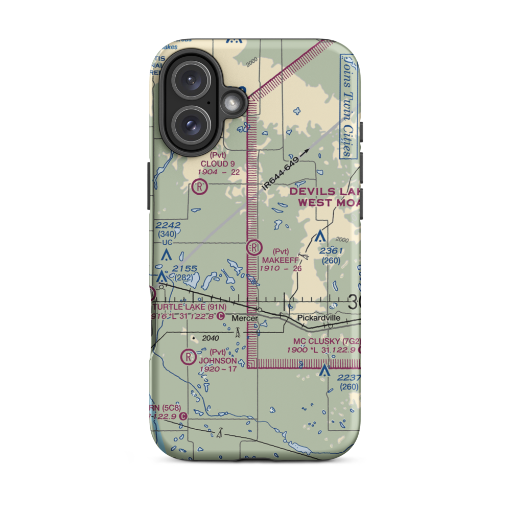 Makeeff Airport (2ND2) VFR Sectional  Tough iPhone Case iPhone 16 Plus model shown