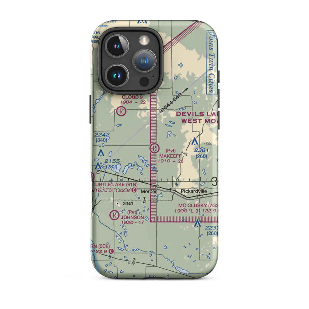 Makeeff Airport (2ND2) VFR Sectional  Tough iPhone Case iPhone 16 Pro Max model shown