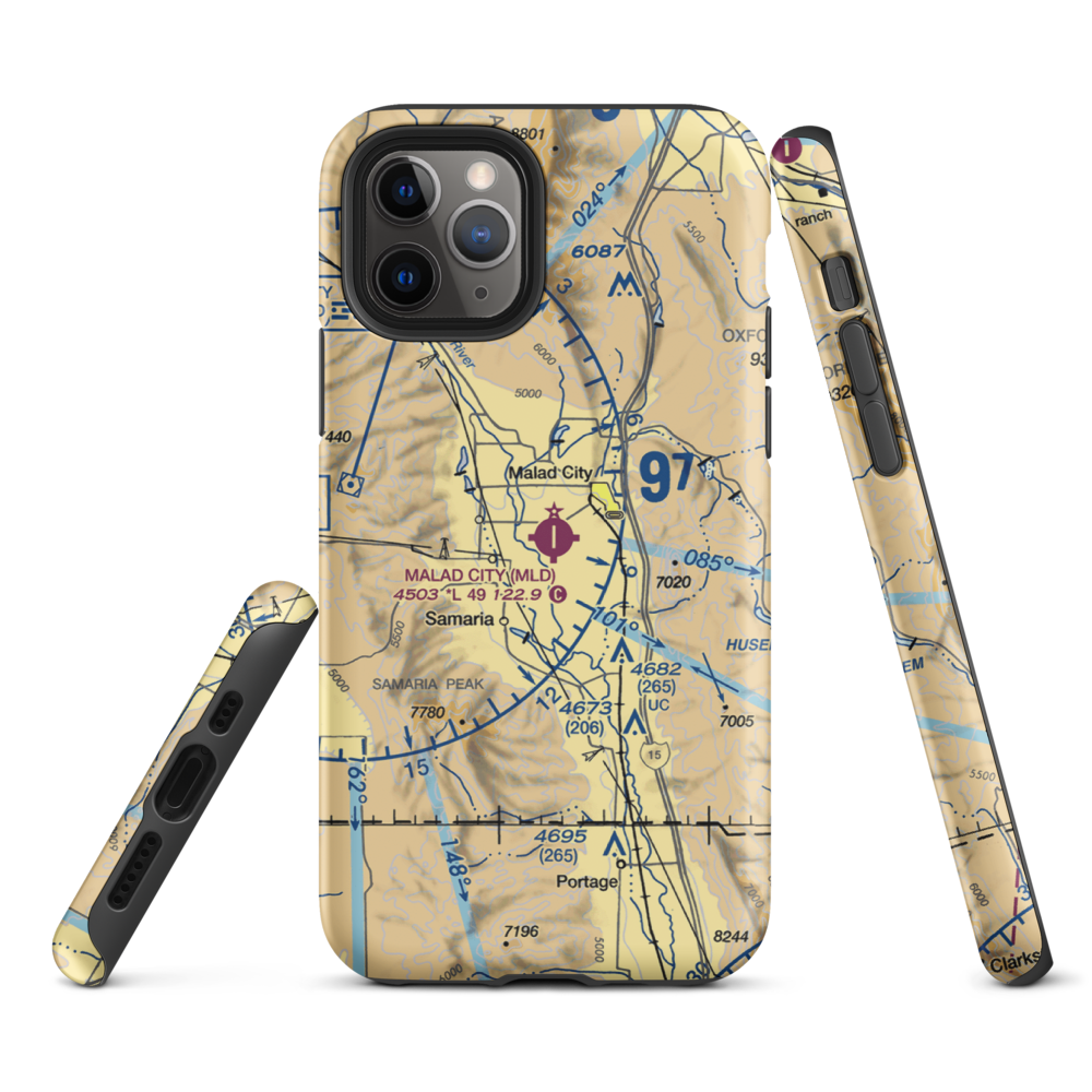 Malad City Airport (MLD) VFR Sectional  Tough iPhone Case iPhone 11 Pro model shown