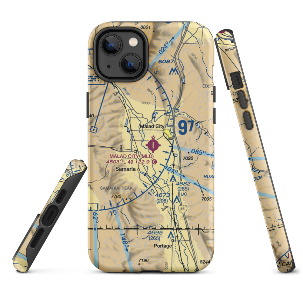 Malad City Airport (MLD) VFR Sectional  Tough iPhone Case iPhone 14 Plus model shown