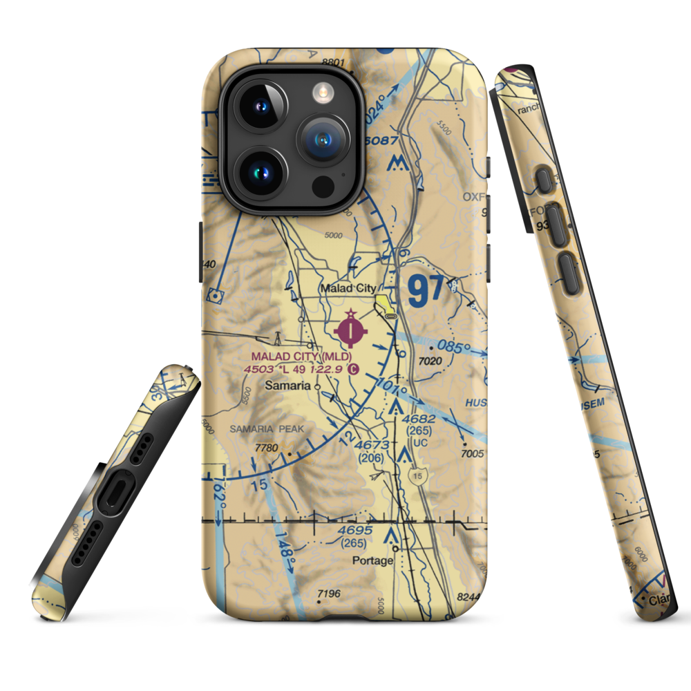 Malad City Airport (MLD) VFR Sectional  Tough iPhone Case iPhone 15 Pro Max model shown