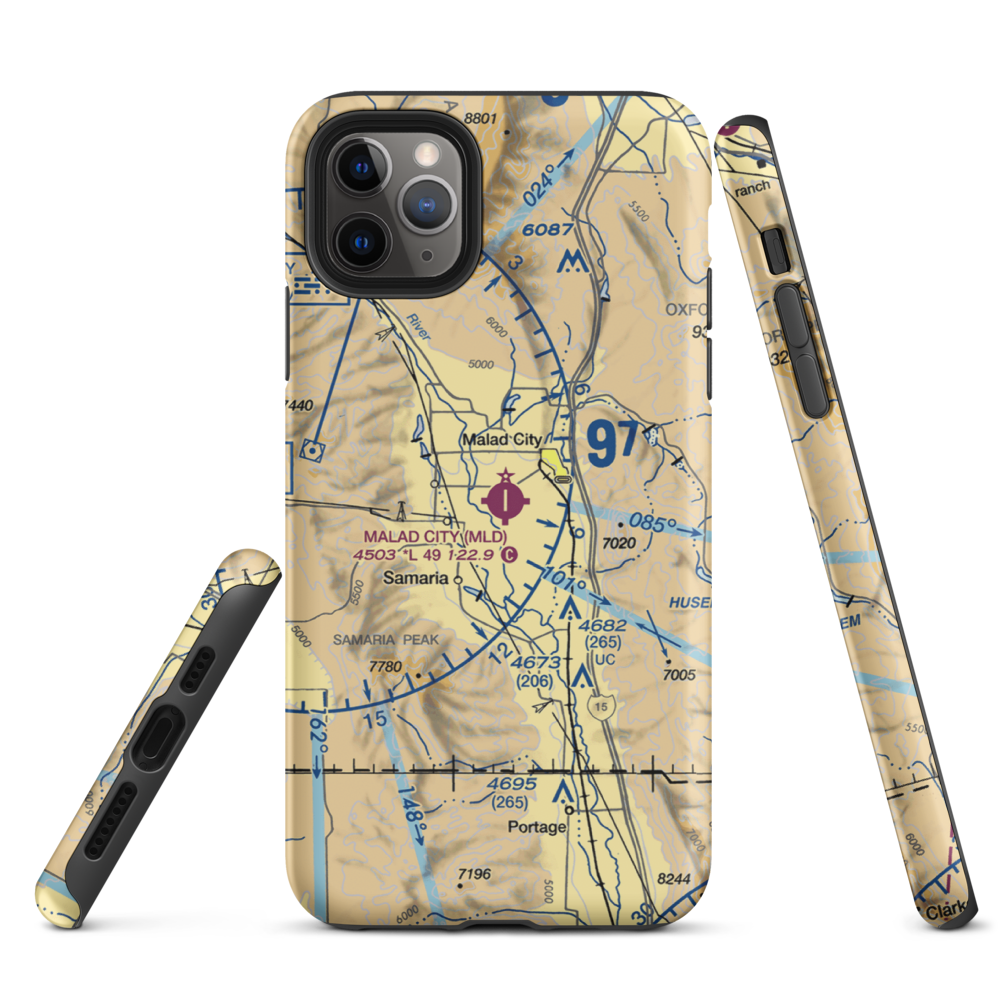 Malad City Airport (MLD) VFR Sectional  Tough iPhone Case iPhone 11 Pro Max model shown