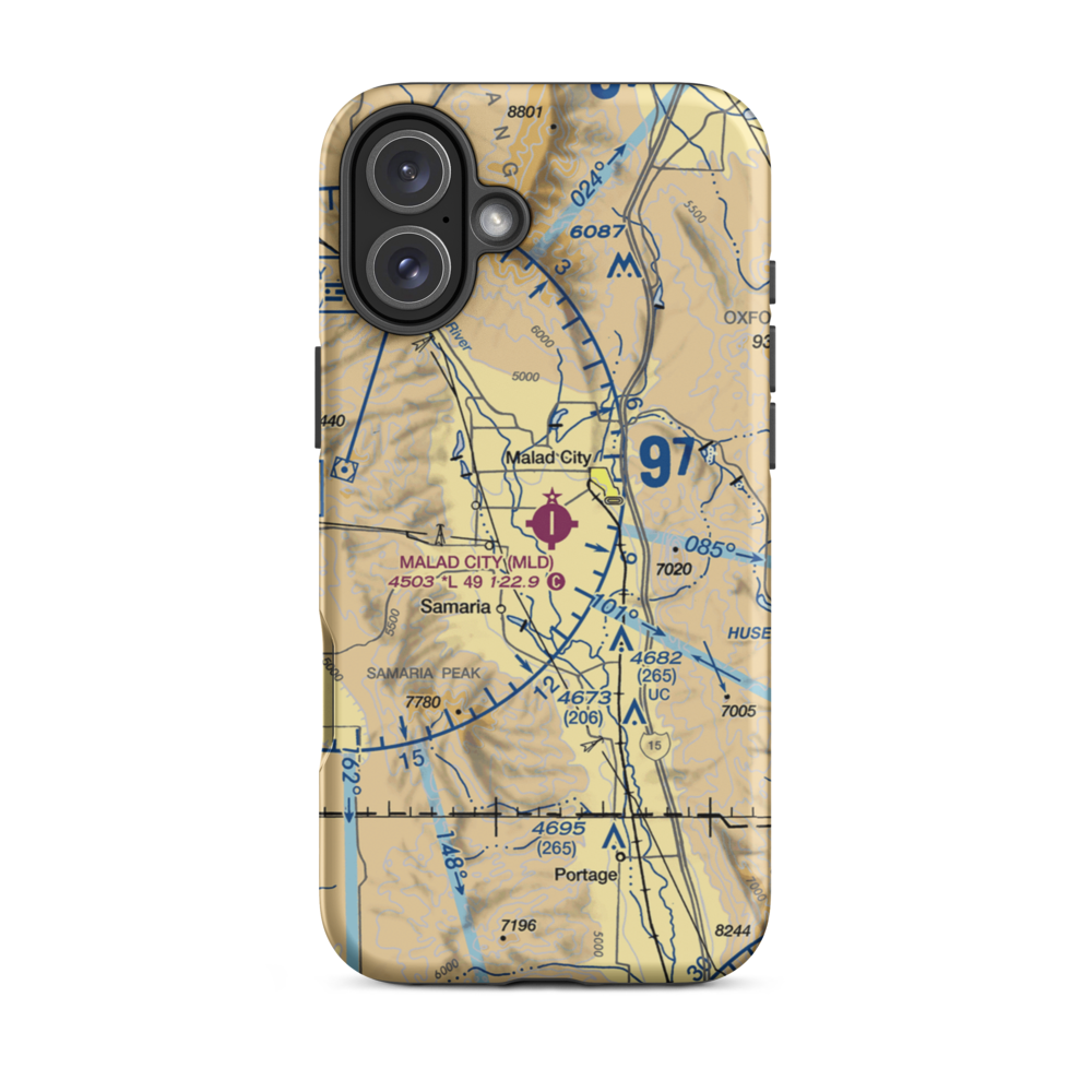 Malad City Airport (MLD) VFR Sectional  Tough iPhone Case iPhone 16 Plus model shown