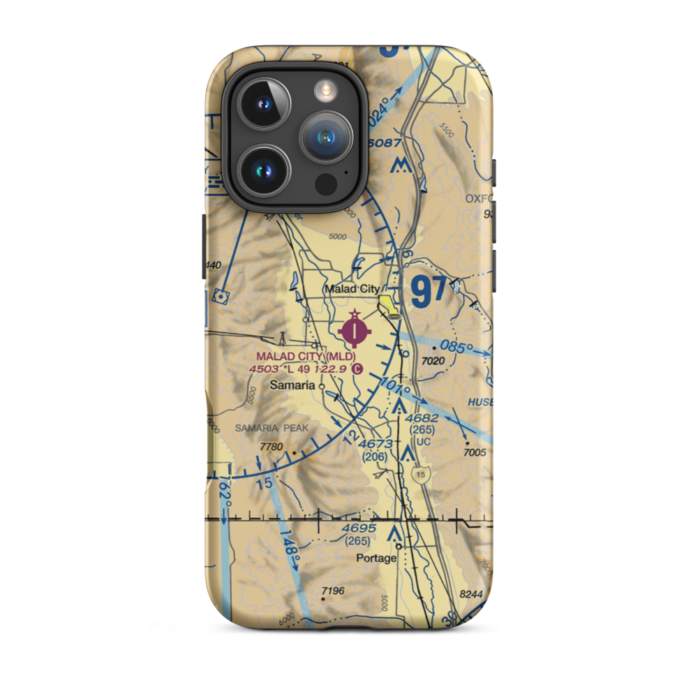 Malad City Airport (MLD) VFR Sectional  Tough iPhone Case iPhone 16 Pro Max model shown