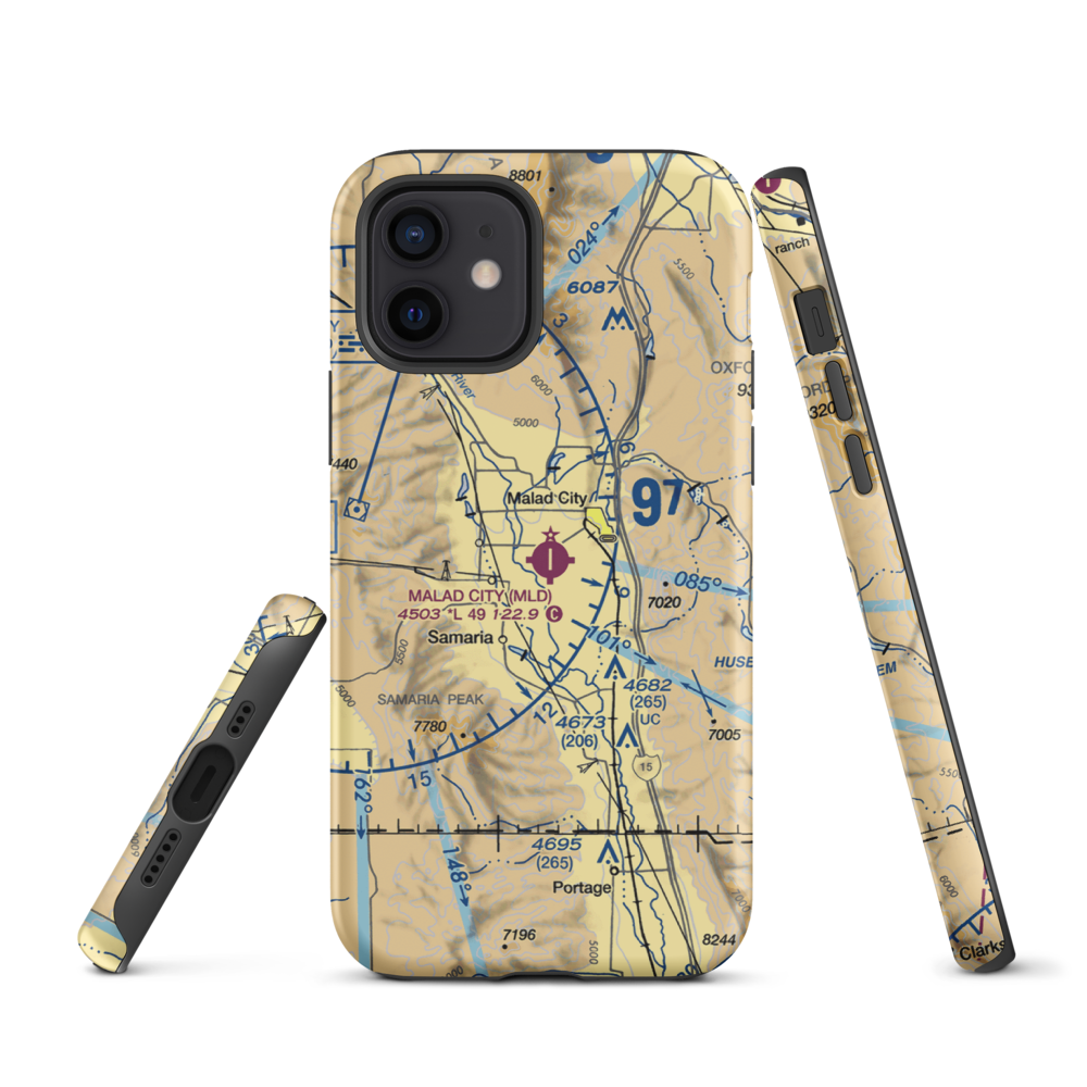 Malad City Airport (MLD) VFR Sectional  Tough iPhone Case iPhone 12 model shown