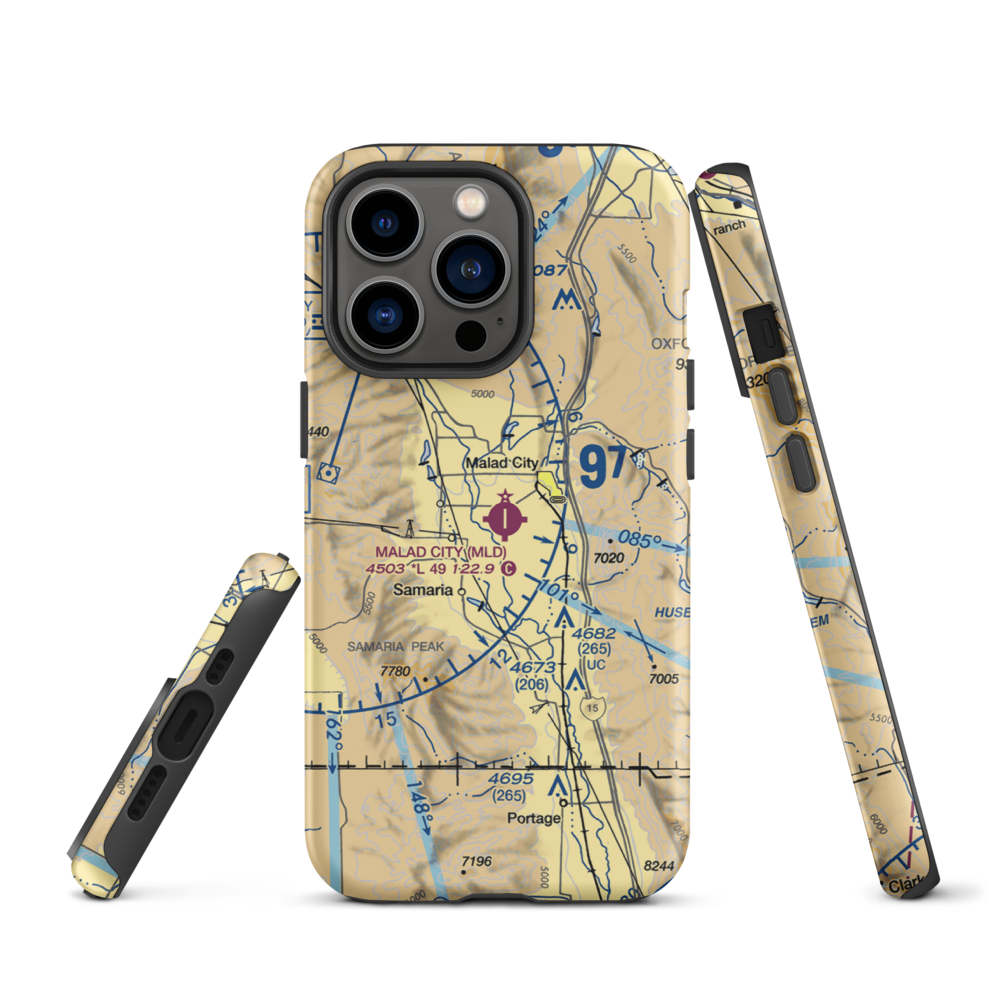 Malad City Airport (MLD) VFR Sectional  Tough iPhone Case iPhone 13 Pro model shown