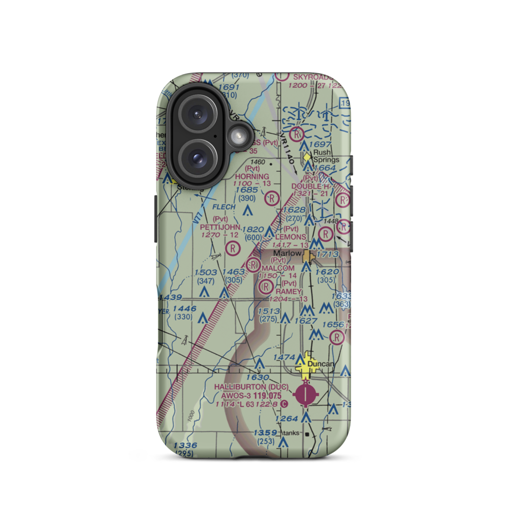 Malcom Farm Airport (OK91) VFR Sectional  Tough iPhone Case iPhone 16 model shown