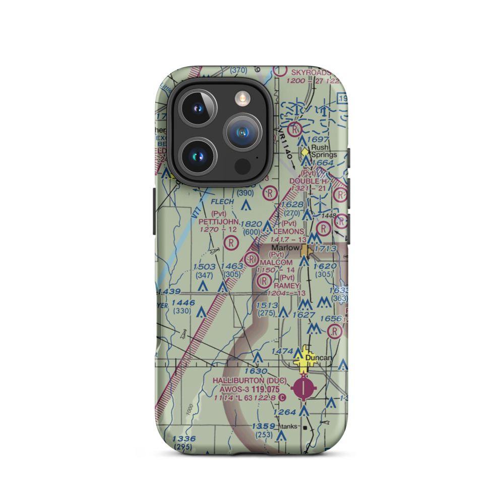 Malcom Farm Airport (OK91) VFR Sectional  Tough iPhone Case iPhone 16 Pro model shown