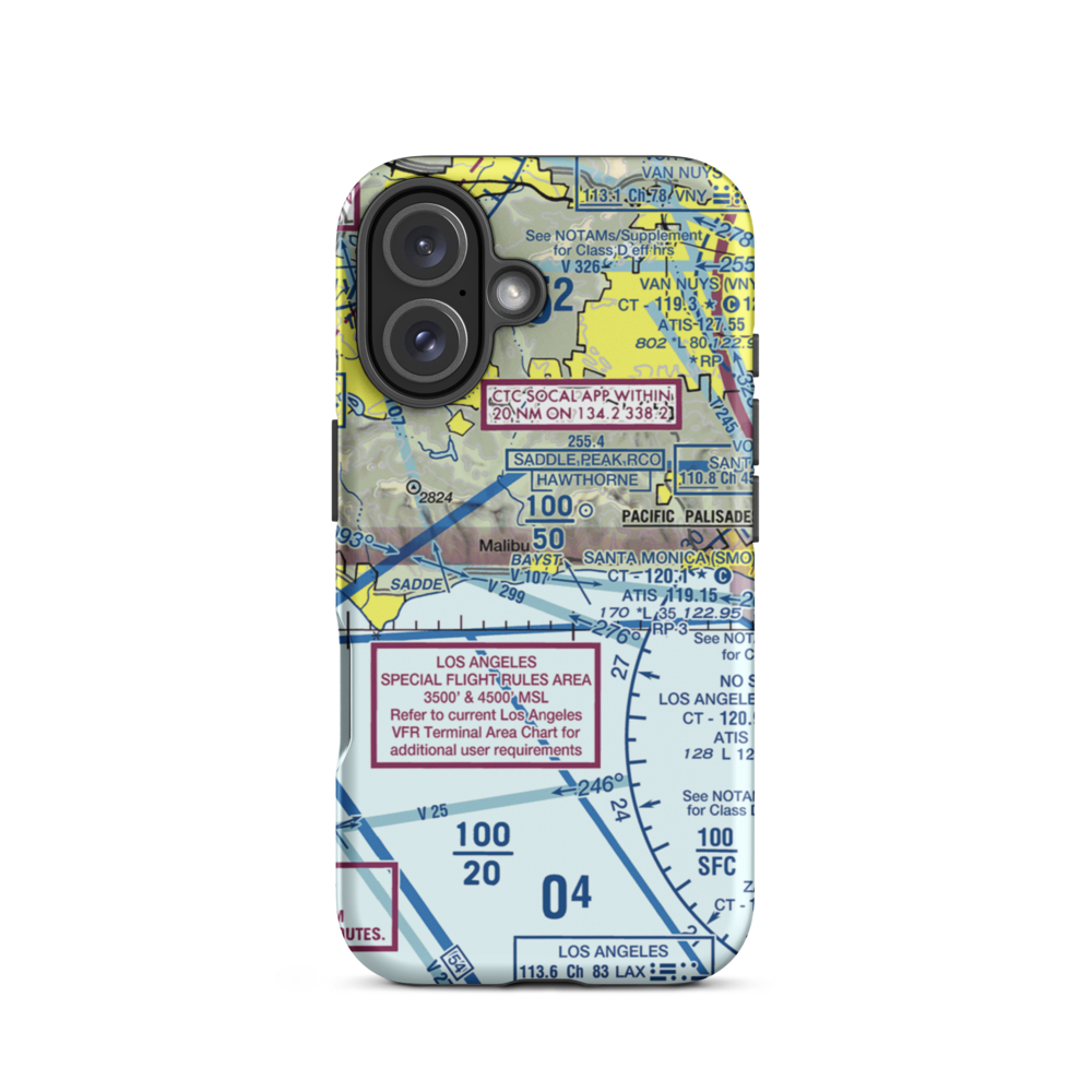 Malibu Administrative Center Heliport (74L) VFR Sectional  Tough iPhone Case iPhone 16 model shown