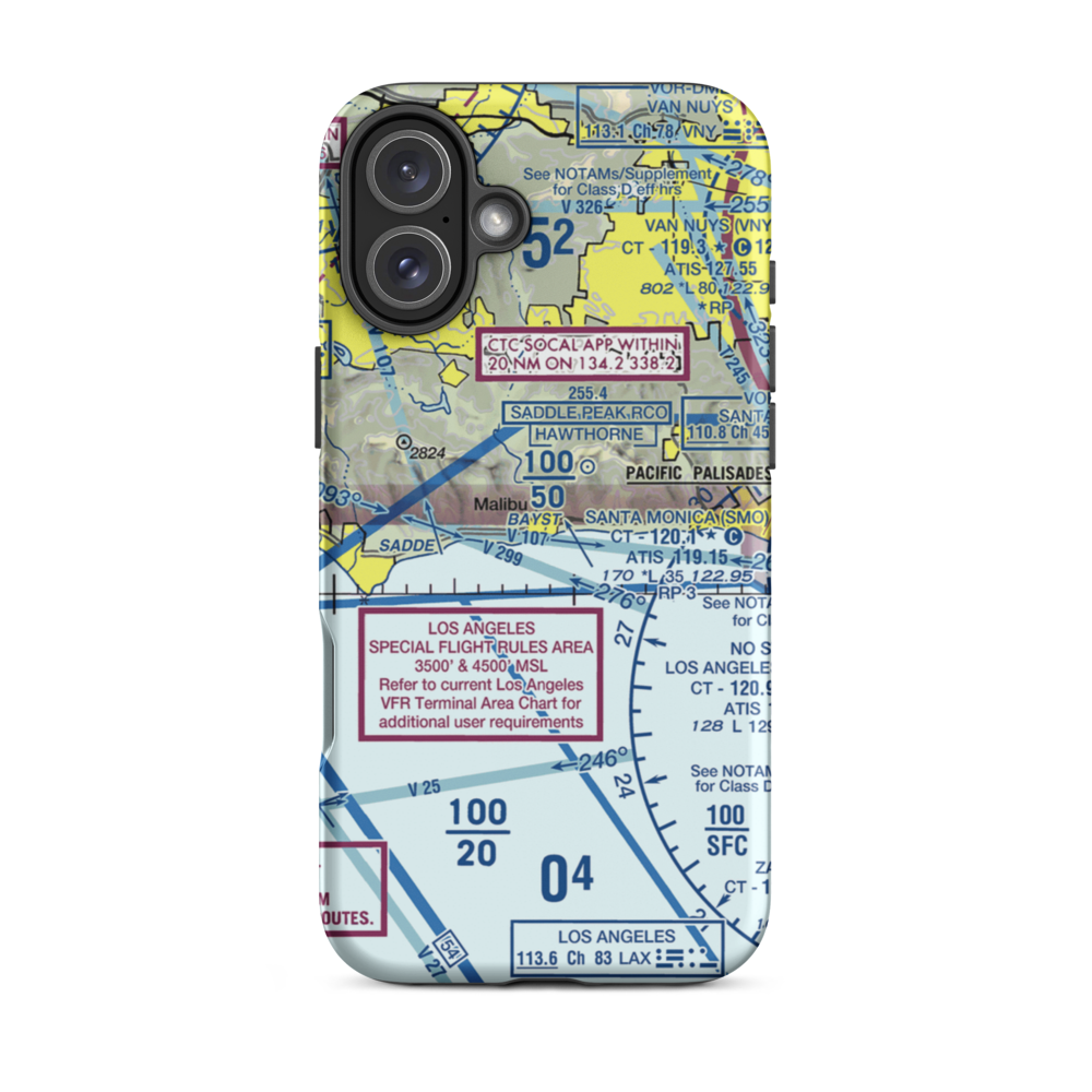 Malibu Administrative Center Heliport (74L) VFR Sectional  Tough iPhone Case iPhone 16 Plus model shown