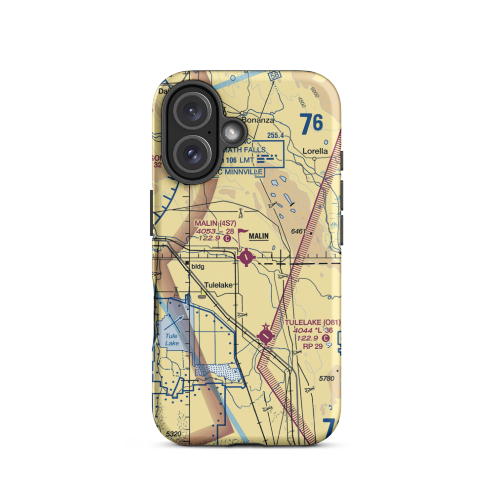 Malin Airport (4S7) VFR Sectional  Tough iPhone Case iPhone 16 model shown