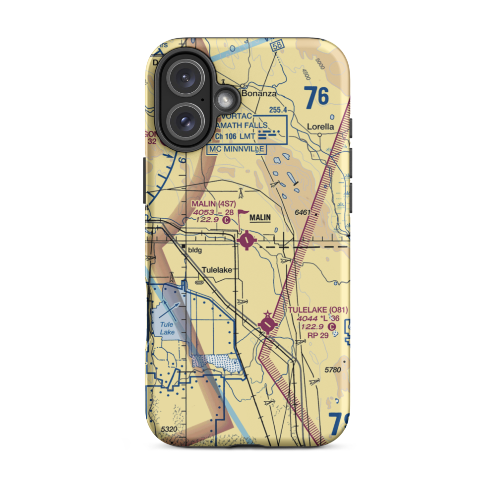 Malin Airport (4S7) VFR Sectional  Tough iPhone Case iPhone 16 Plus model shown