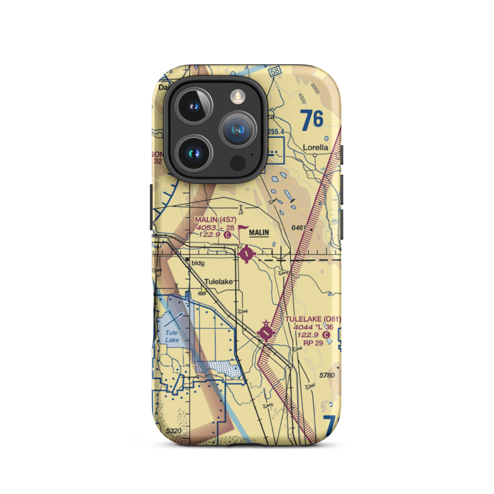 Malin Airport (4S7) VFR Sectional  Tough iPhone Case iPhone 16 Pro model shown
