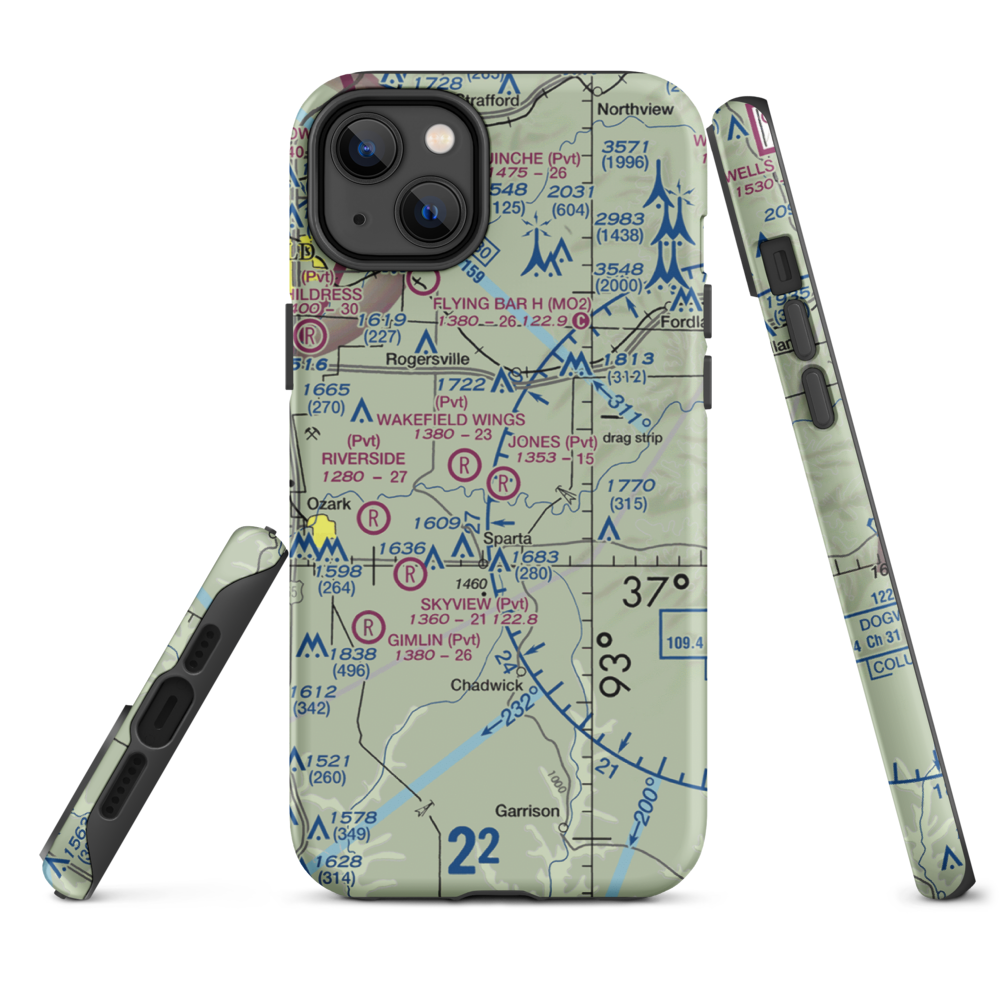 Malina Airport (MO31) VFR Sectional  Tough iPhone Case iPhone 14 Plus model shown