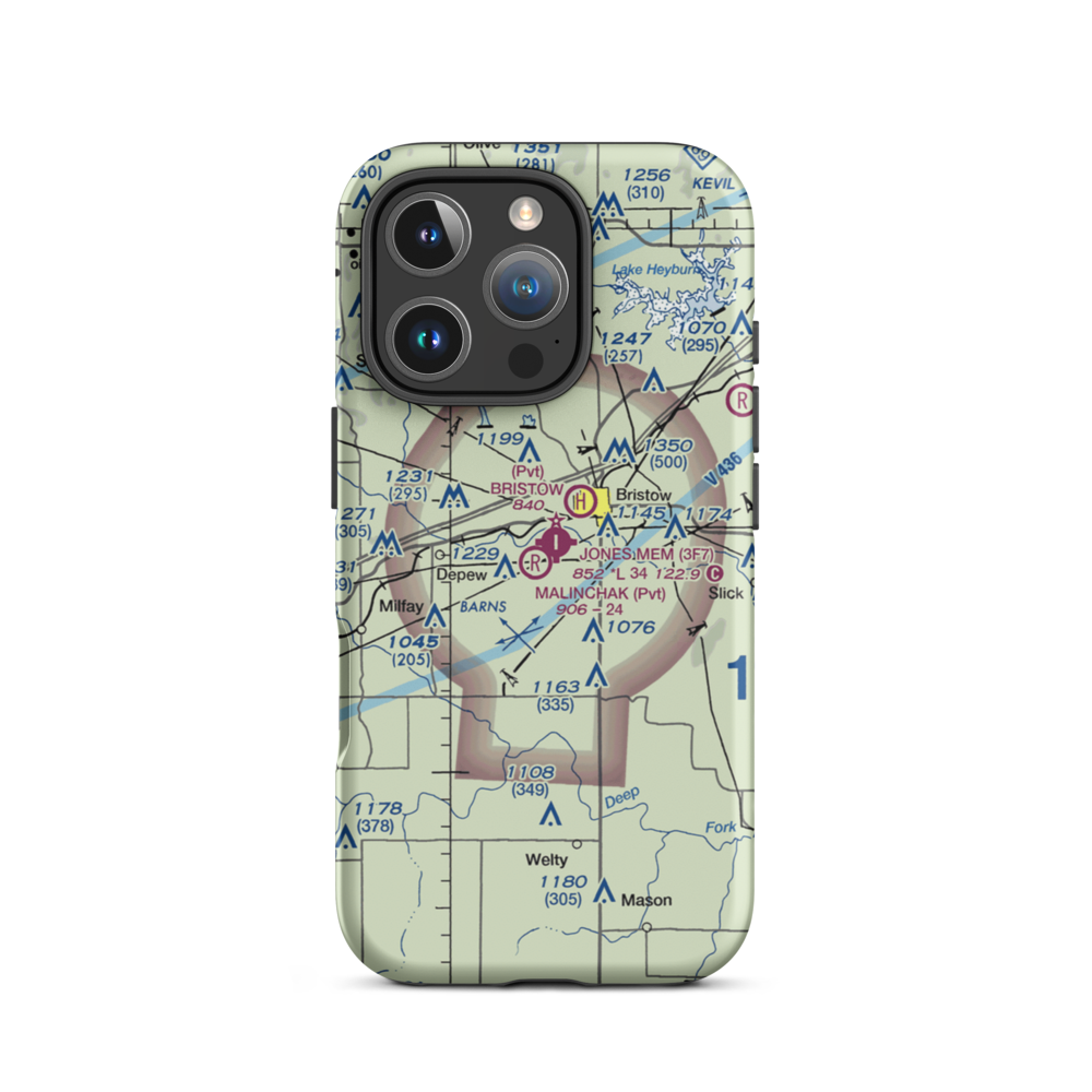 Malinchak Private Airport (OK69) VFR Sectional  Tough iPhone Case iPhone 16 Pro model shown