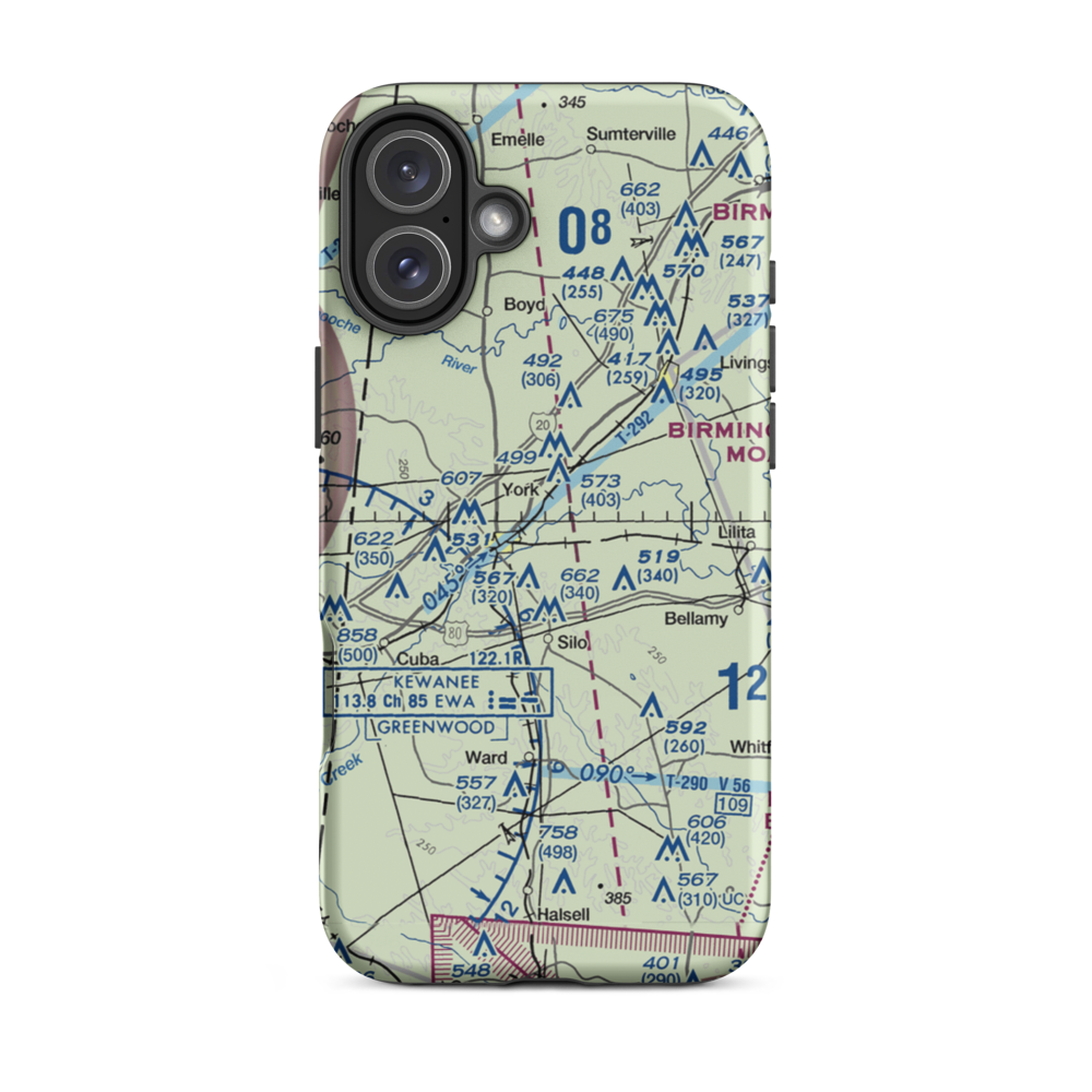 Mallard Airport (23A) VFR Sectional  Tough iPhone Case iPhone 16 Plus model shown