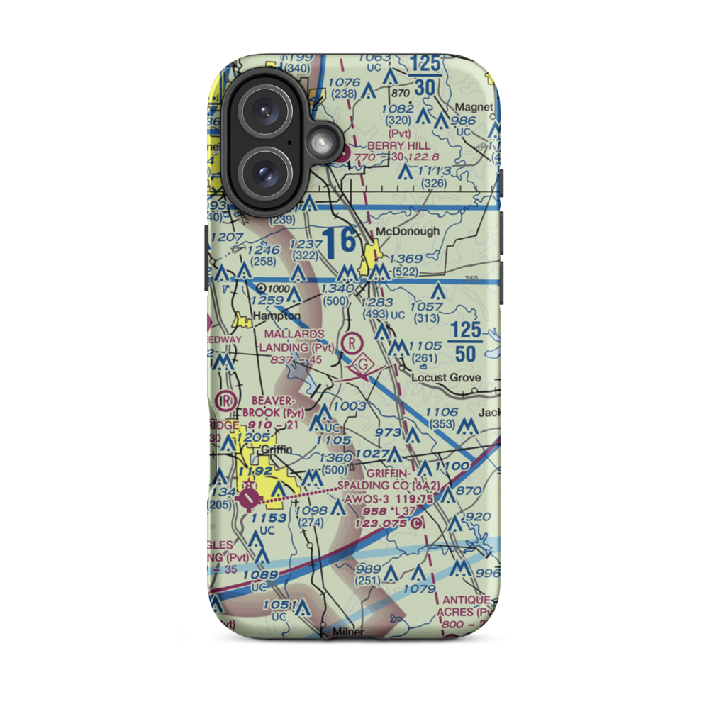 Mallards Landing Airport (GA04) VFR Sectional  Tough iPhone Case iPhone 16 Plus model shown