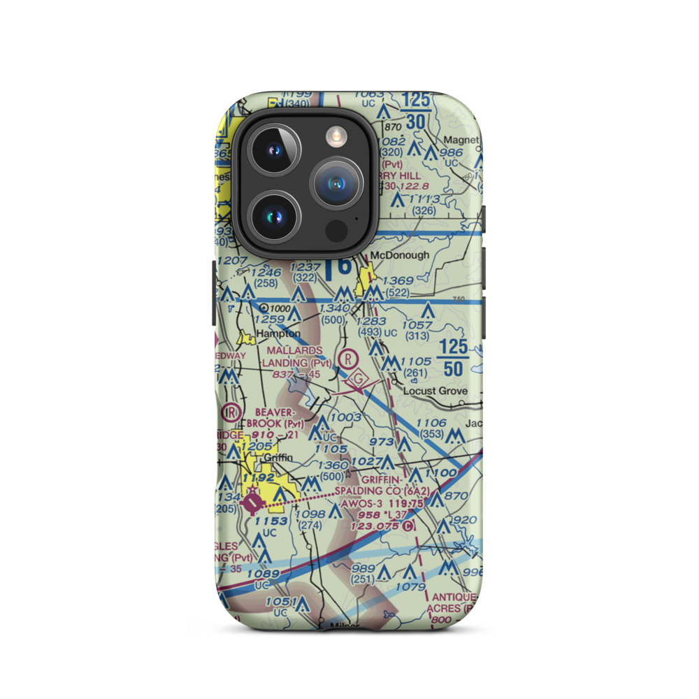 Mallards Landing Airport (GA04) VFR Sectional  Tough iPhone Case iPhone 16 Pro model shown