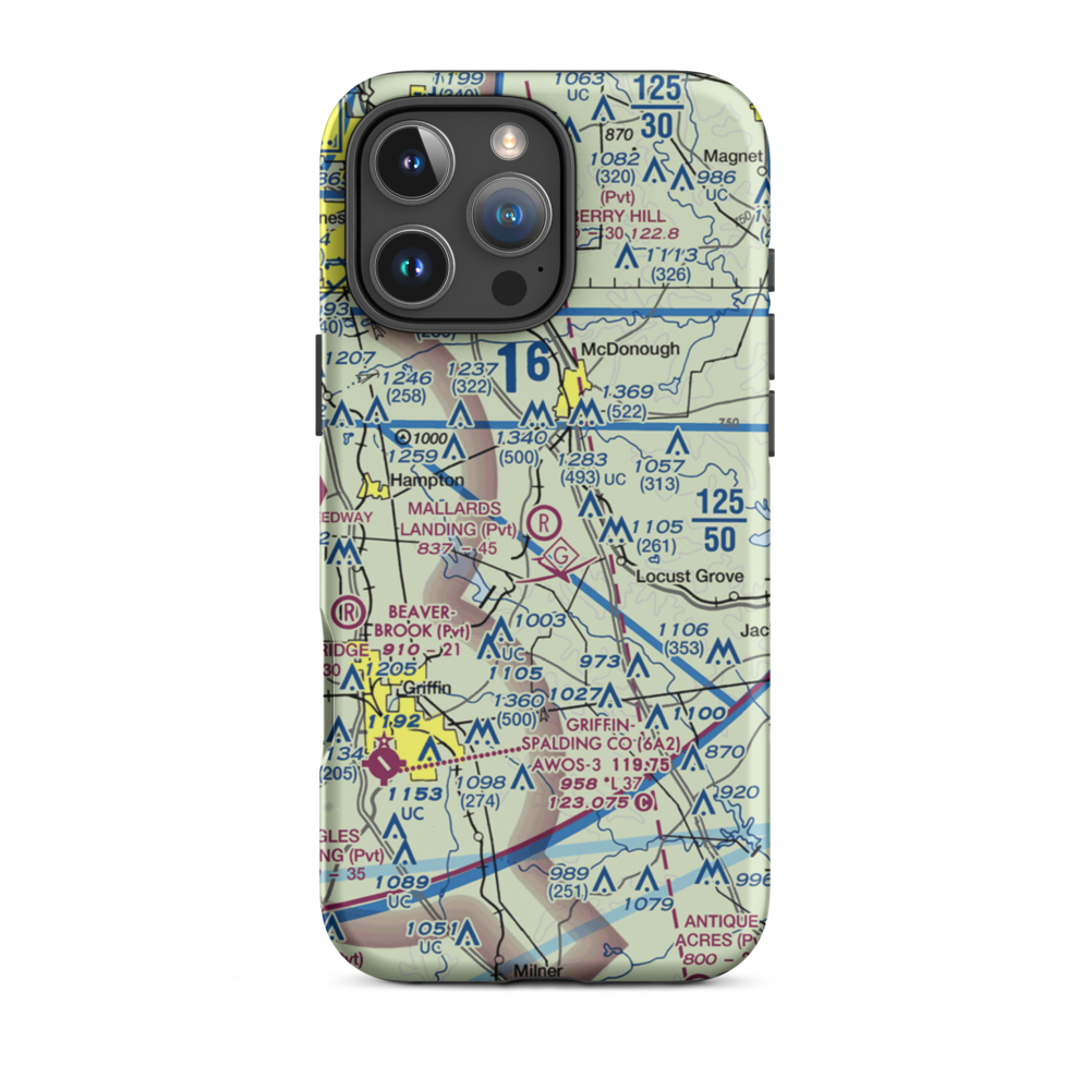 Mallards Landing Airport (GA04) VFR Sectional  Tough iPhone Case iPhone 16 Pro Max model shown
