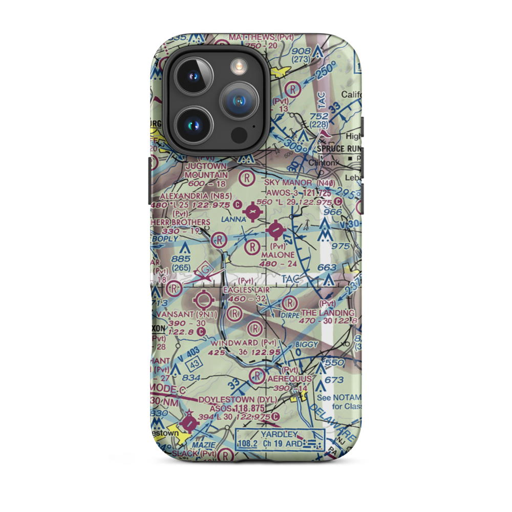 Malone Airport (NJ61) VFR Sectional  Tough iPhone Case iPhone 16 Pro Max model shown