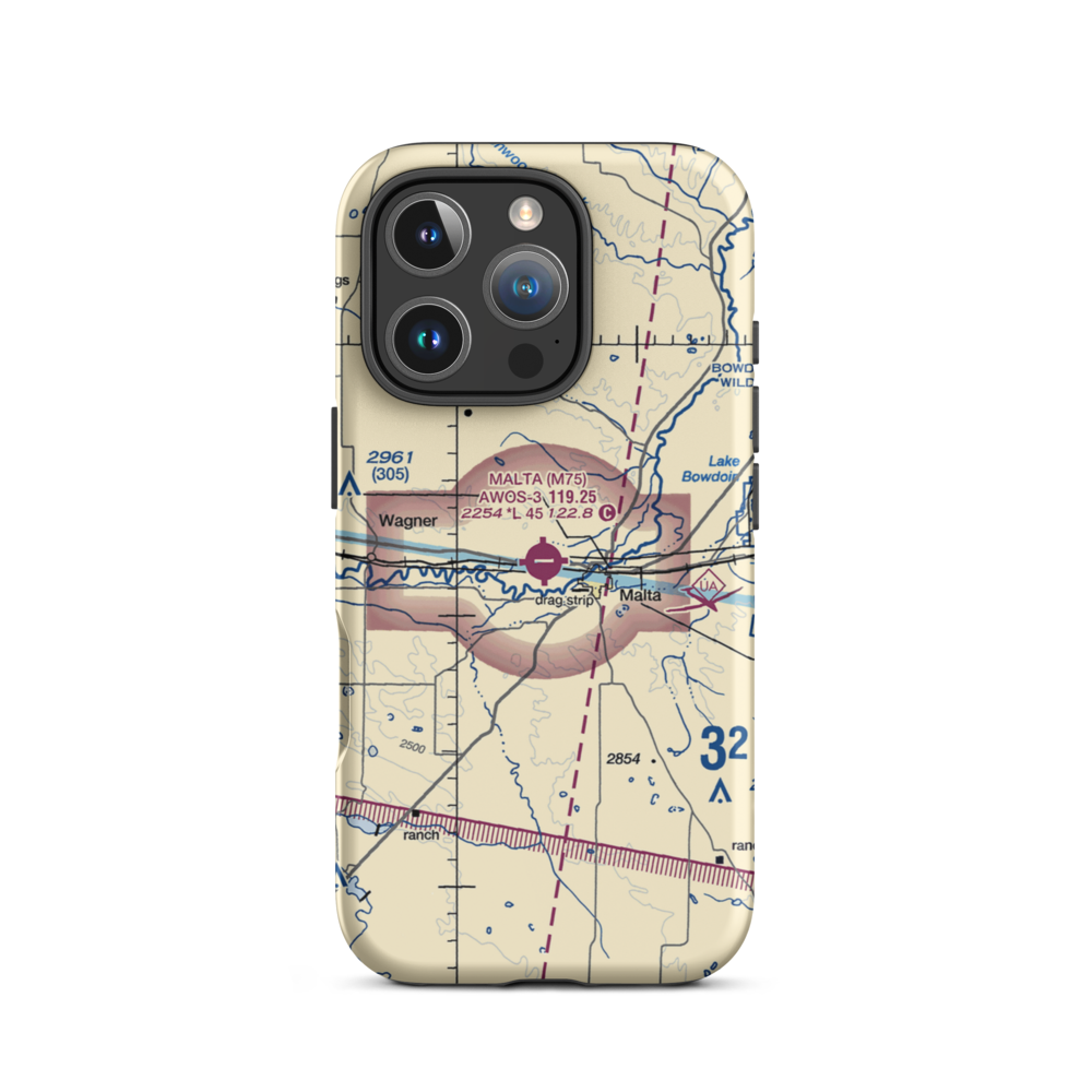 Malta Airport (M75) VFR Sectional  Tough iPhone Case iPhone 16 Pro model shown