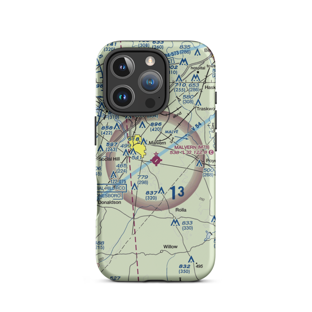 Malvern Municipal Airport (M78) VFR Sectional  Tough iPhone Case iPhone 16 Pro model shown