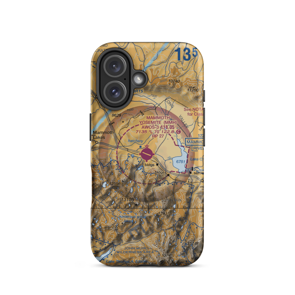 Mammoth Yosemite Airport (MMH) VFR Sectional  Tough iPhone Case iPhone 16 model shown