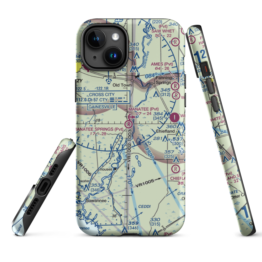 Manatee Springs Airport (5FD0) VFR Sectional  Tough iPhone Case iPhone 15 Plus model shown