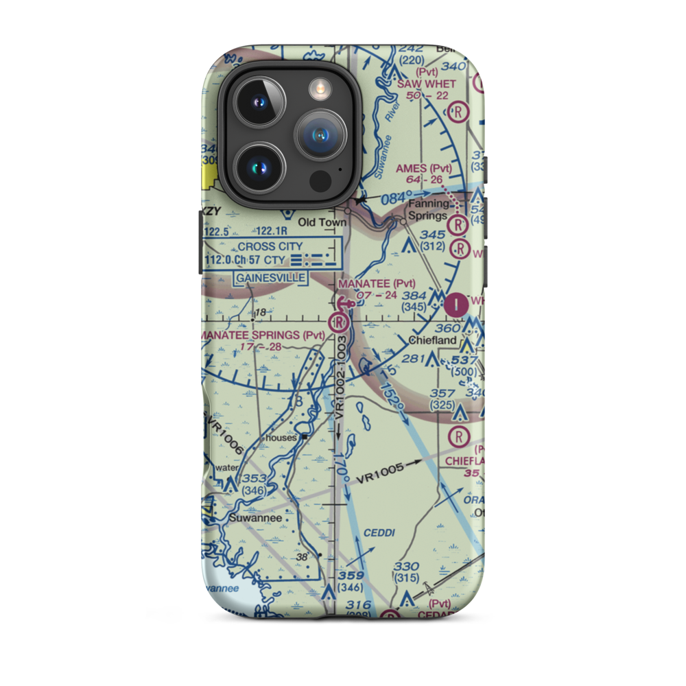 Manatee Springs Airport (5FD0) VFR Sectional  Tough iPhone Case iPhone 16 Pro Max model shown