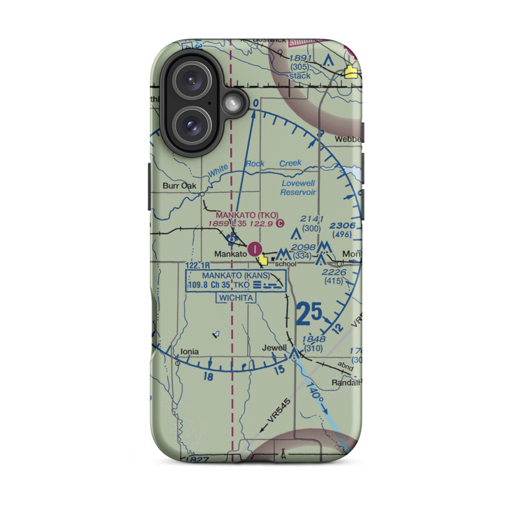 Mankato Airport (TKO) VFR Sectional  Tough iPhone Case iPhone 16 Plus model shown