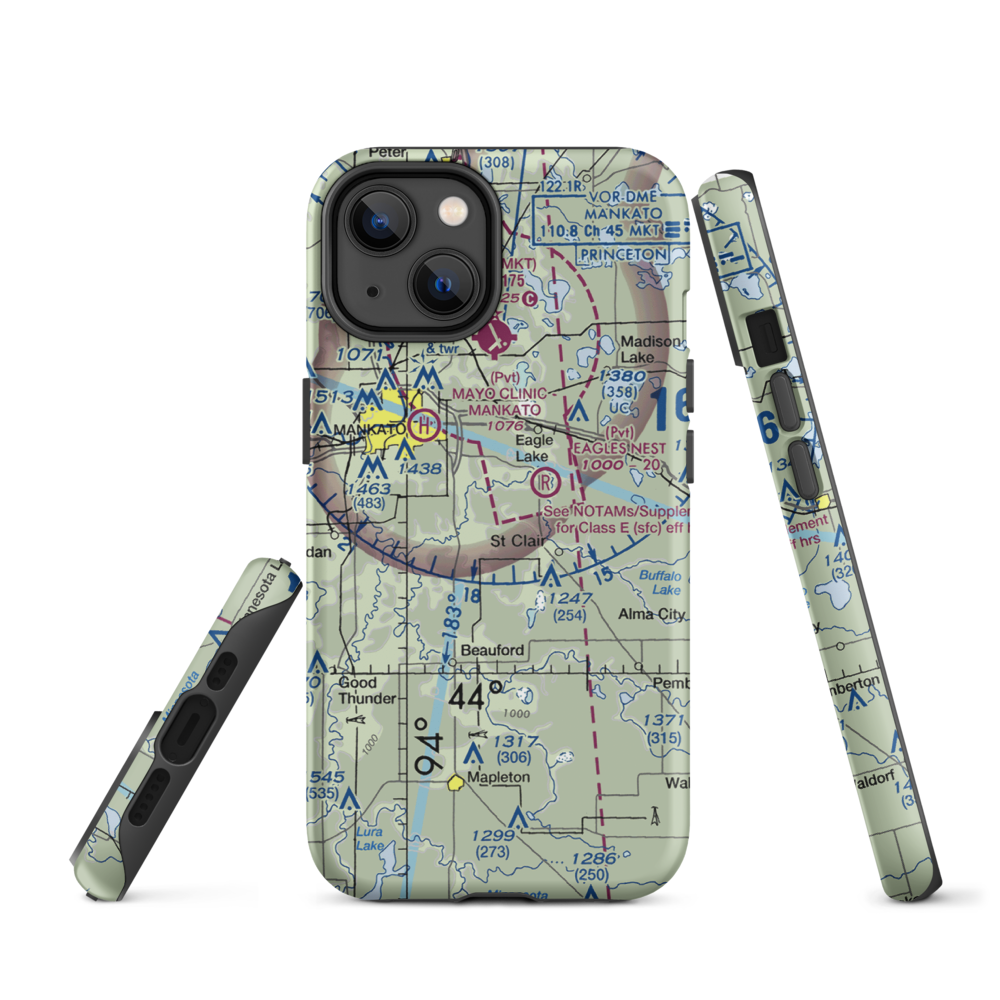 Mankato Farmstrip Airport (6MN7) VFR Sectional  Tough iPhone Case iPhone 14 model shown