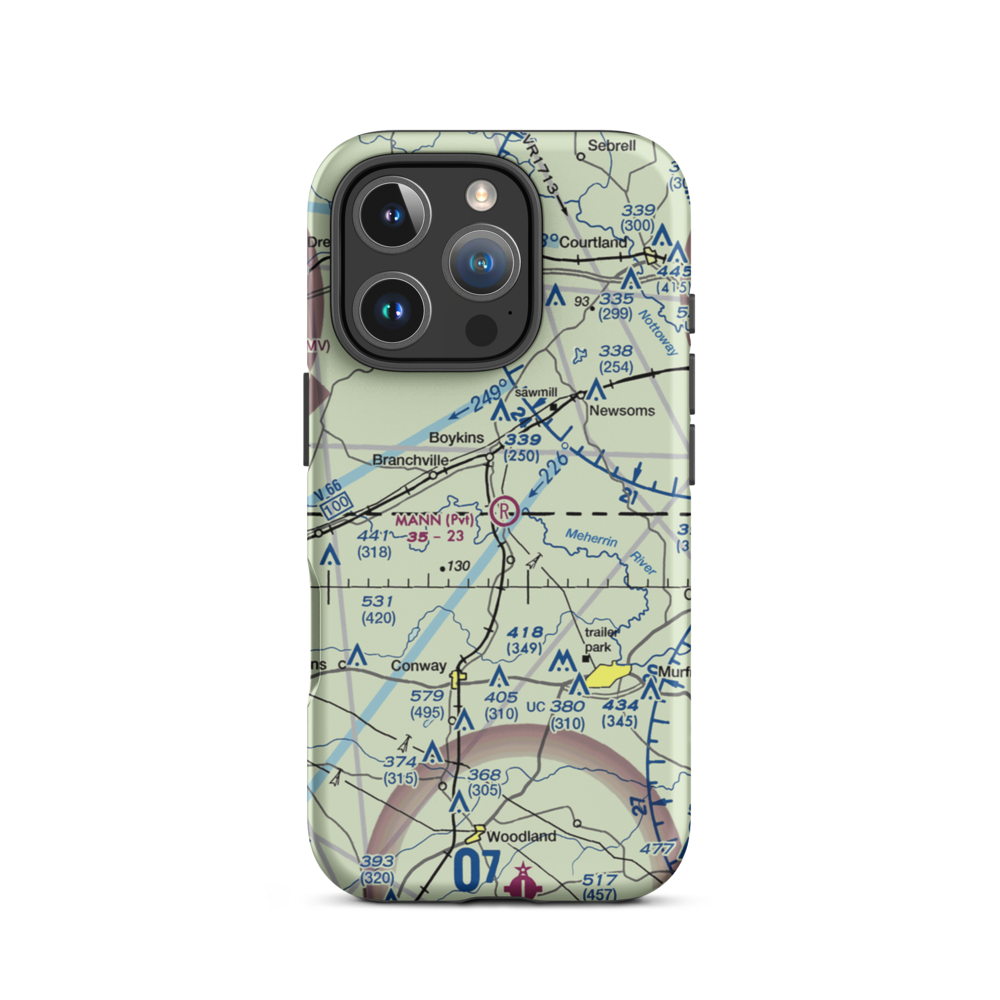 Mann Airport (VG28) VFR Sectional  Tough iPhone Case iPhone 16 Pro model shown