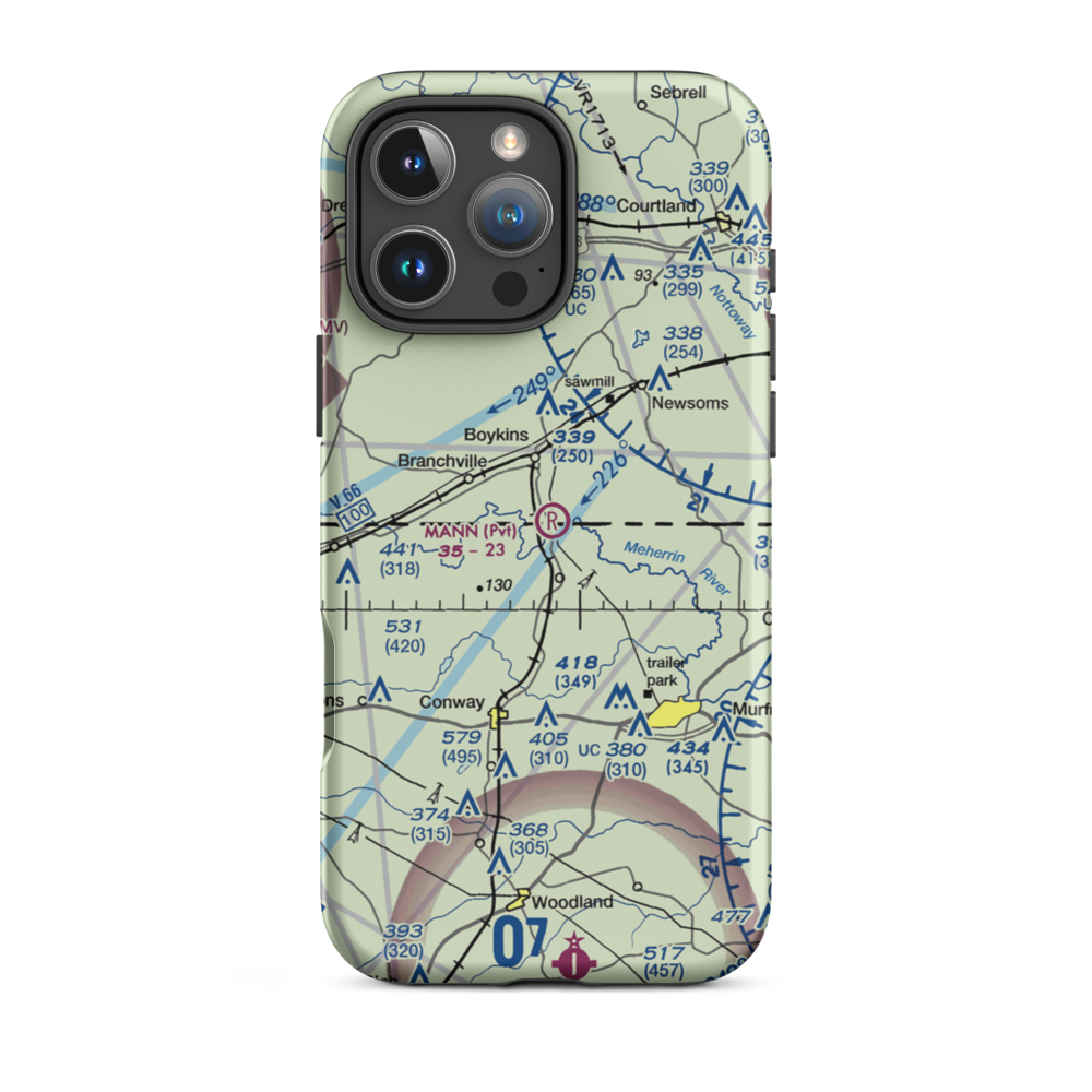 Mann Airport (VG28) VFR Sectional  Tough iPhone Case iPhone 16 Pro Max model shown