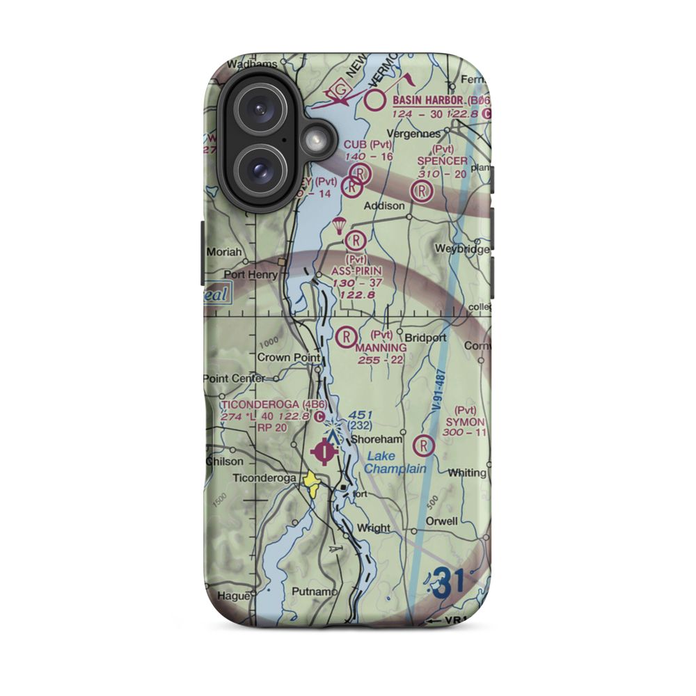 Manning Personal Airstrip (VT10) VFR Sectional  Tough iPhone Case iPhone 16 Plus model shown