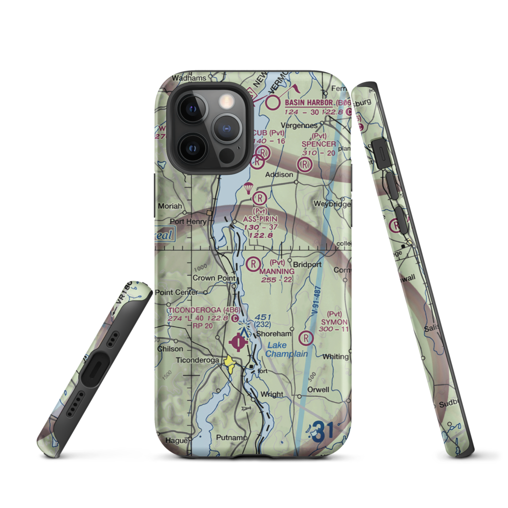 Manning Personal Airstrip (VT10) VFR Sectional  Tough iPhone Case iPhone 12 Pro model shown