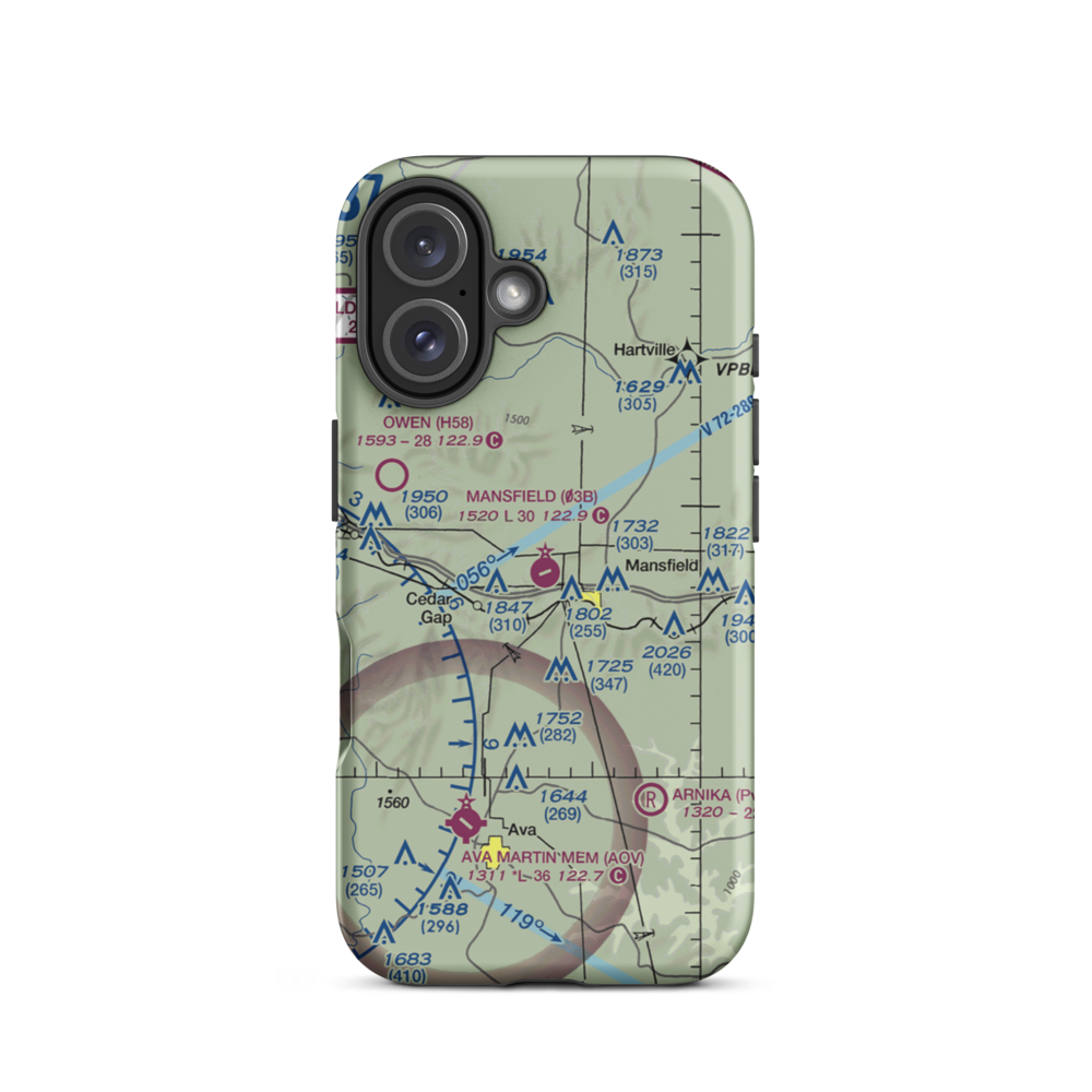Mansfield Municipal Airport (03B) VFR Sectional  Tough iPhone Case iPhone 16 model shown