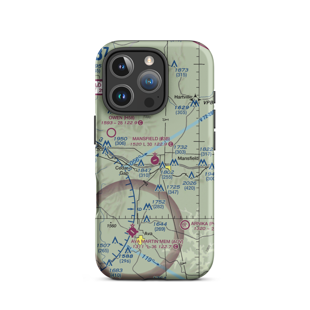 Mansfield Municipal Airport (03B) VFR Sectional  Tough iPhone Case iPhone 16 Pro model shown