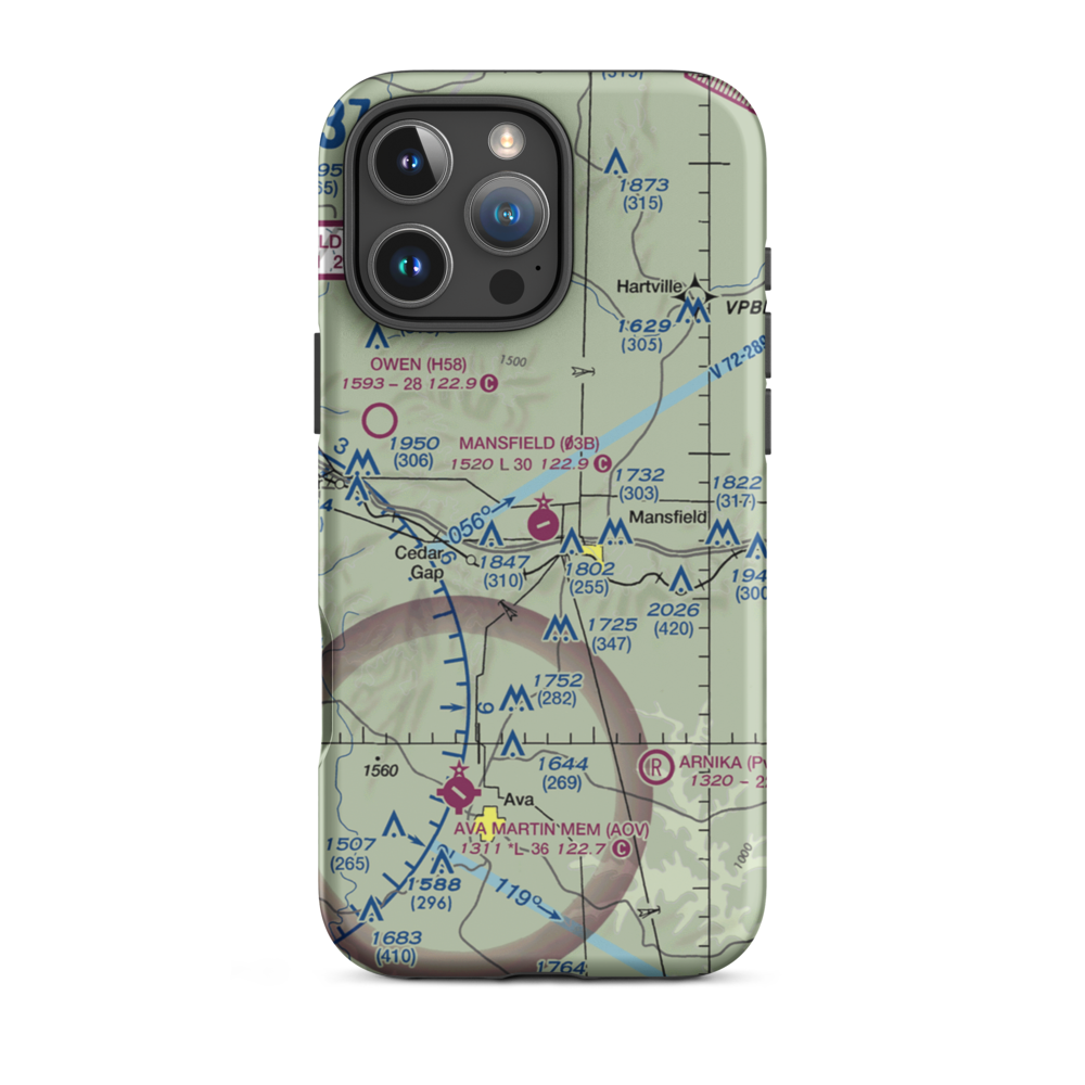 Mansfield Municipal Airport (03B) VFR Sectional  Tough iPhone Case iPhone 16 Pro Max model shown