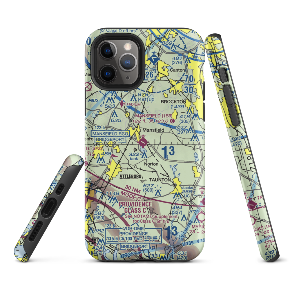 Mansfield Municipal Airport (1B9) VFR Sectional  Tough iPhone Case iPhone 11 Pro model shown