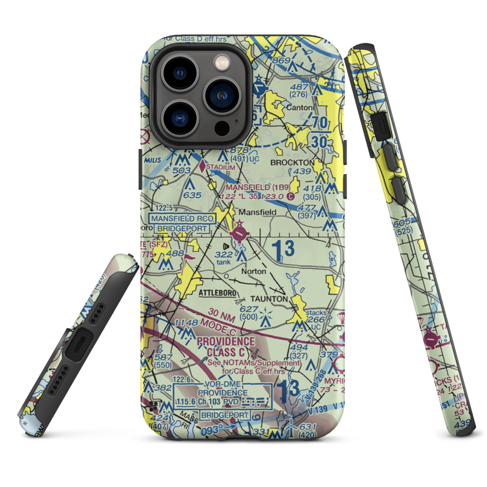 Mansfield Municipal Airport (1B9) VFR Sectional  Tough iPhone Case iPhone 13 Pro Max model shown