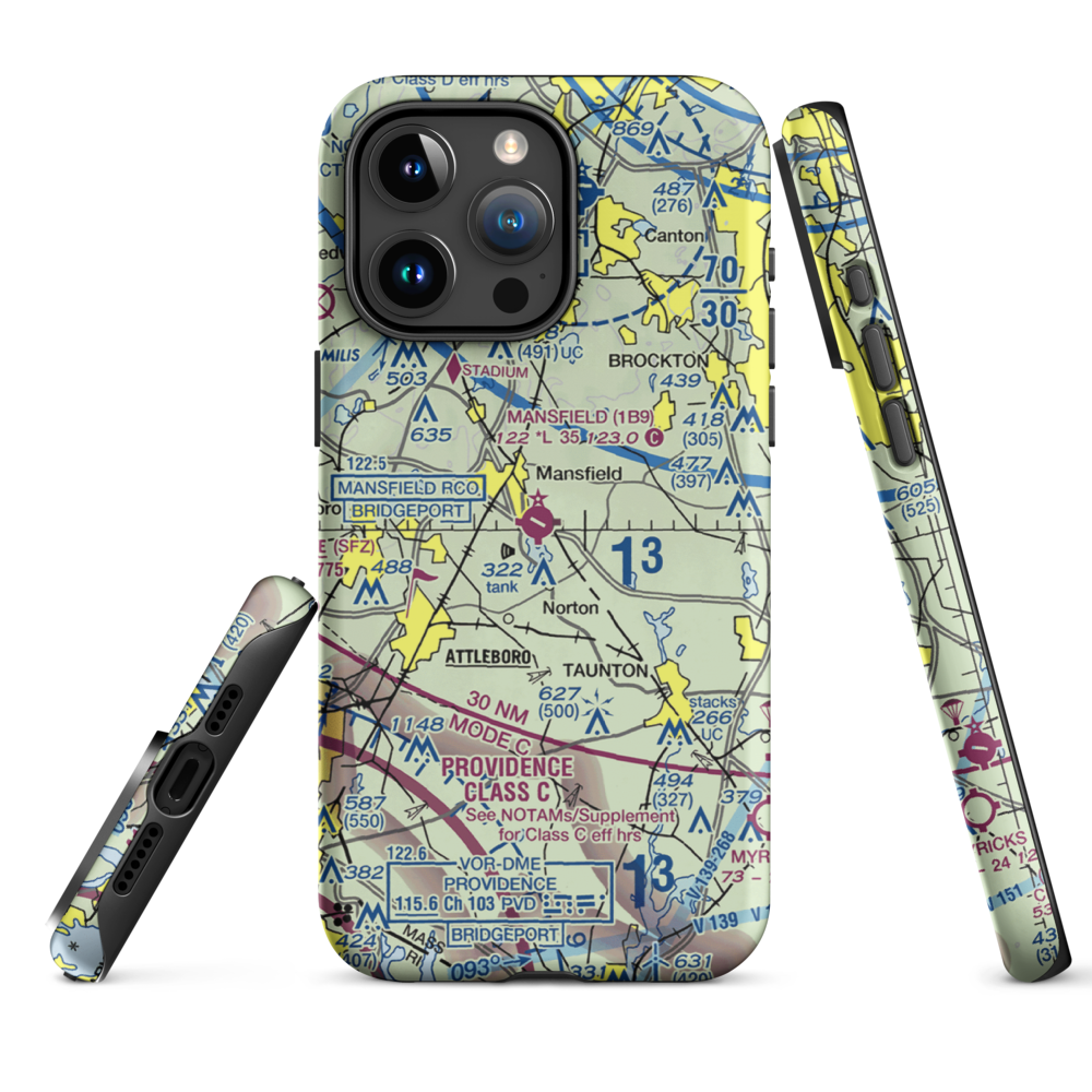 Mansfield Municipal Airport (1B9) VFR Sectional  Tough iPhone Case iPhone 15 Pro Max model shown